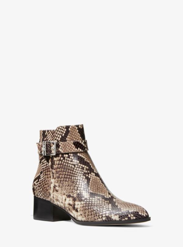 Damske Clenkove Cizmy Michael Kors Britton Snake Embossed Leather Béžové - Topanky Michael Kors Sleva | AEOCQ-7329